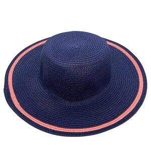 Janie and Jack "Cruise Along" Girls Navy Blue & Coral Sun Hat Size 4-5